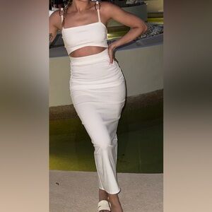 Zara White maxi dress XS S